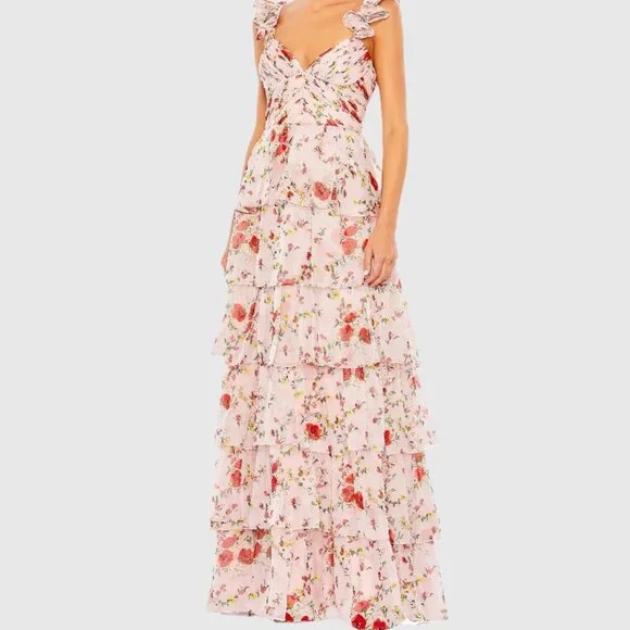 Mac Duggal | Dresses | Ieena For Mac Duggal Pink Ruffled Sleeveless Draped Tiered Floral Print Gown | Poshmark Mac Duggal | Dresses | Ieena For Mac Duggal Pink Ruffled Sleeveless Draped Tiered Floral Print Gown | Poshmark